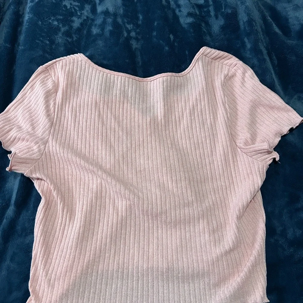 Pink Ribbed Crop Top - Picture 3 of 4